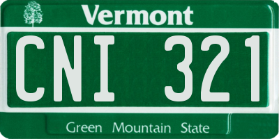 VT license plate CNI321