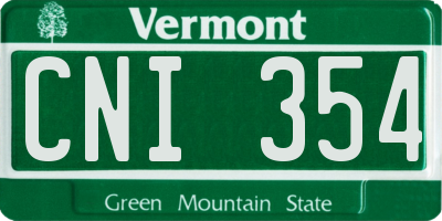 VT license plate CNI354