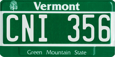 VT license plate CNI356