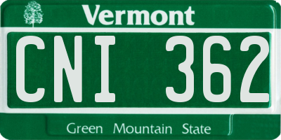VT license plate CNI362