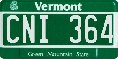VT license plate CNI364