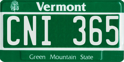 VT license plate CNI365
