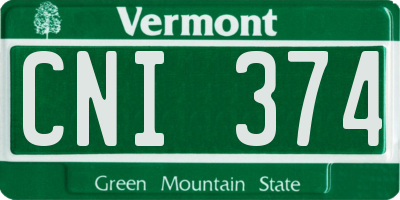 VT license plate CNI374