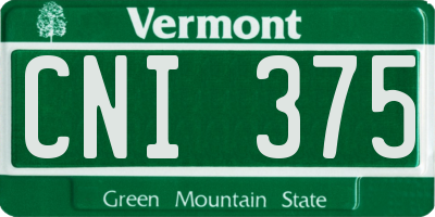 VT license plate CNI375