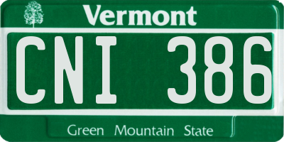 VT license plate CNI386