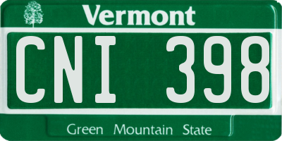 VT license plate CNI398