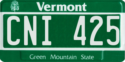 VT license plate CNI425