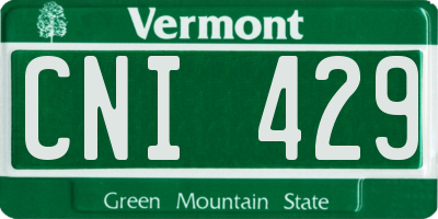 VT license plate CNI429