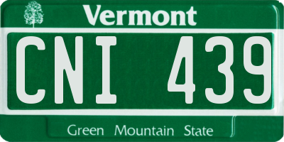 VT license plate CNI439