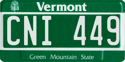 VT license plate CNI449