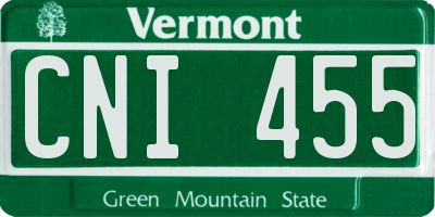 VT license plate CNI455