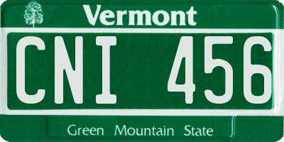 VT license plate CNI456