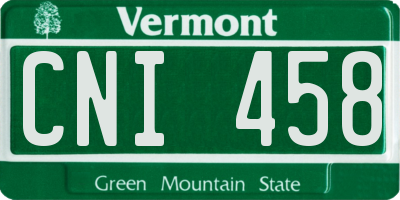 VT license plate CNI458