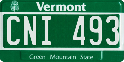 VT license plate CNI493