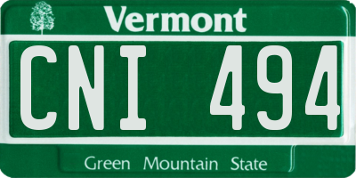 VT license plate CNI494
