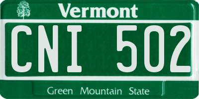 VT license plate CNI502