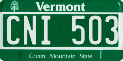 VT license plate CNI503