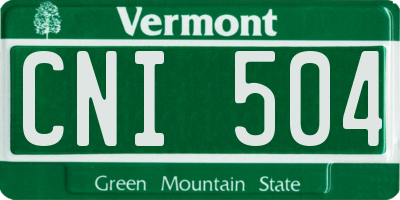 VT license plate CNI504