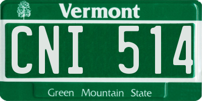 VT license plate CNI514