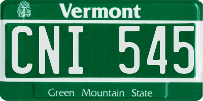 VT license plate CNI545