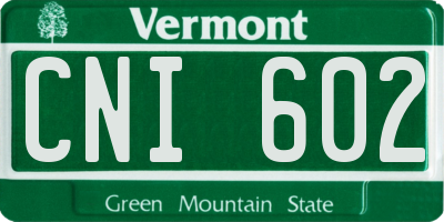 VT license plate CNI602