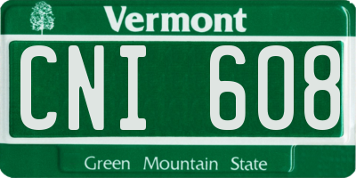 VT license plate CNI608