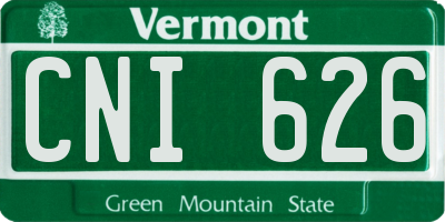 VT license plate CNI626