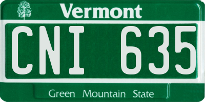 VT license plate CNI635