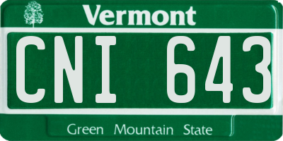 VT license plate CNI643