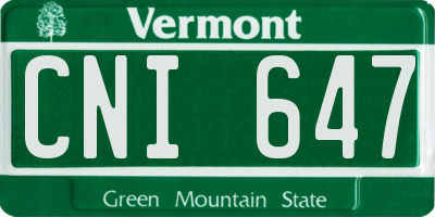 VT license plate CNI647
