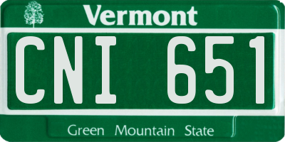 VT license plate CNI651