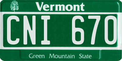 VT license plate CNI670