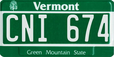 VT license plate CNI674