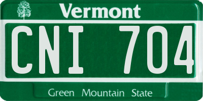 VT license plate CNI704