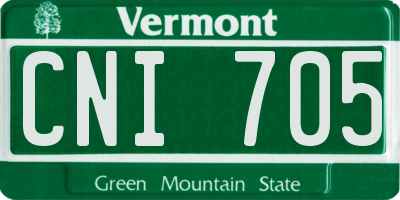 VT license plate CNI705