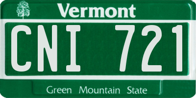 VT license plate CNI721