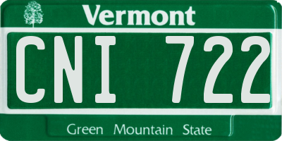 VT license plate CNI722