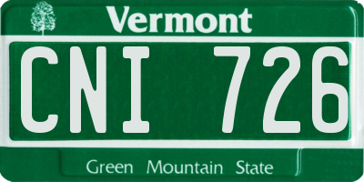 VT license plate CNI726