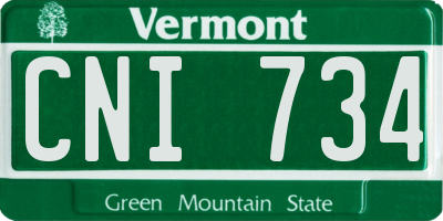 VT license plate CNI734