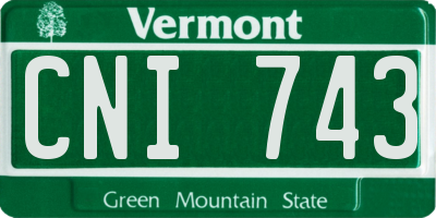 VT license plate CNI743
