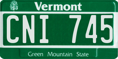 VT license plate CNI745