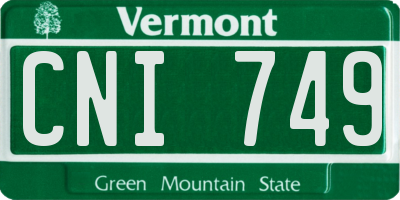 VT license plate CNI749