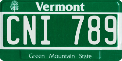 VT license plate CNI789