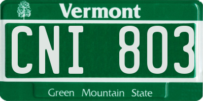 VT license plate CNI803