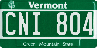 VT license plate CNI804