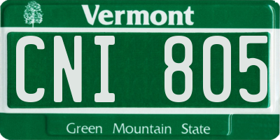 VT license plate CNI805