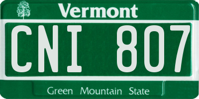 VT license plate CNI807