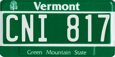 VT license plate CNI817