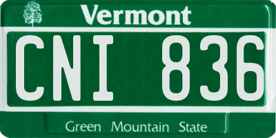VT license plate CNI836