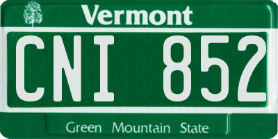 VT license plate CNI852